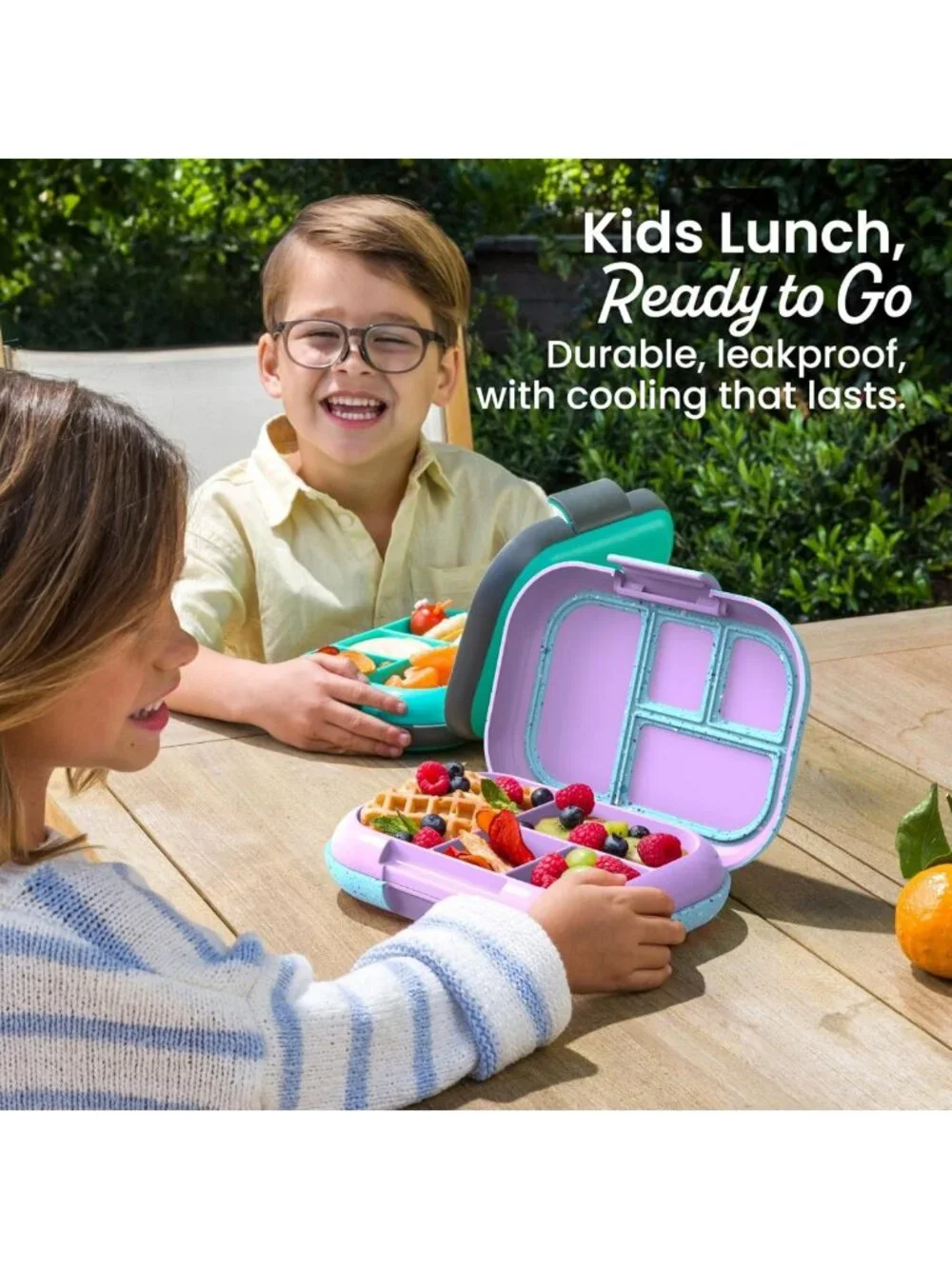 Leakproof Kids Bento Lunch Box - 4 Compartments, Built-In Ice Pack, BPA-Free